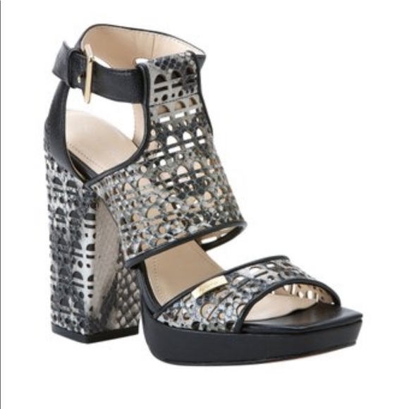 Calvin Klein Black and White Snake Platform Pump Formal Shoes 7 - Picture 10 of 14